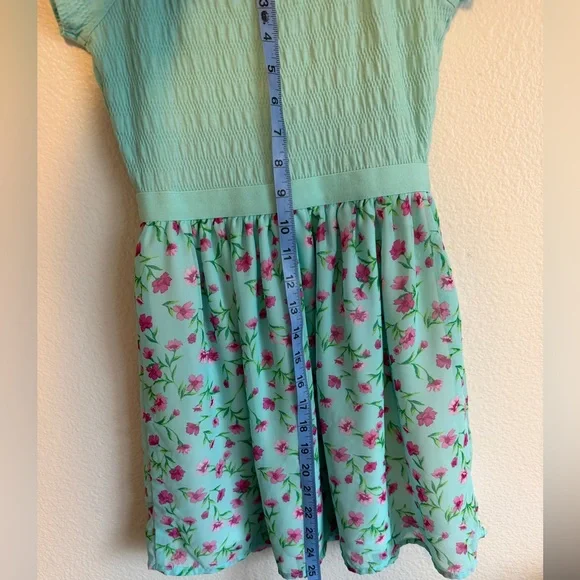 Place Aqua and Pink Floral Kids Dress - Picture 4 of 6